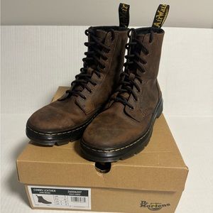Dr. Martens Men's Combs Lace Up Leather Casual Boots - Dark Brown Size 8 Women 9